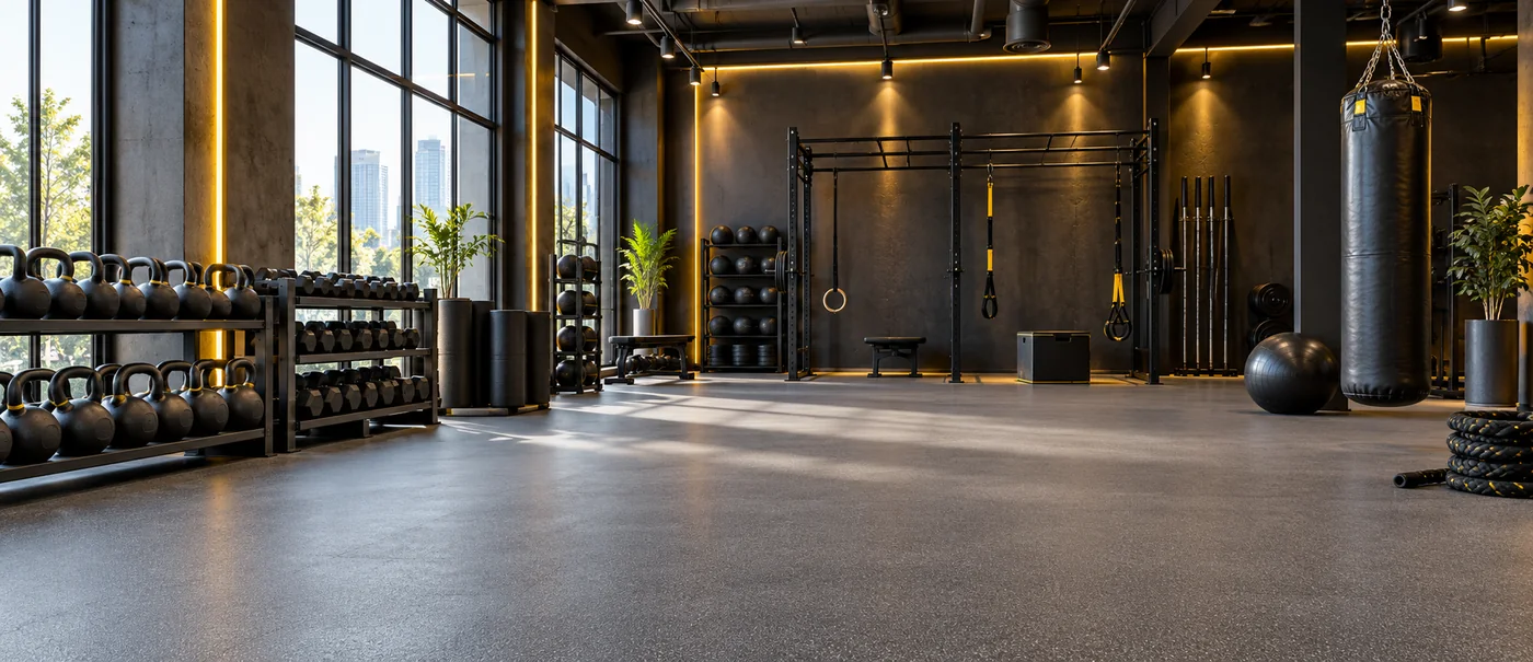 Concepto de la sala de entrenamiento colectivo de Gym Force